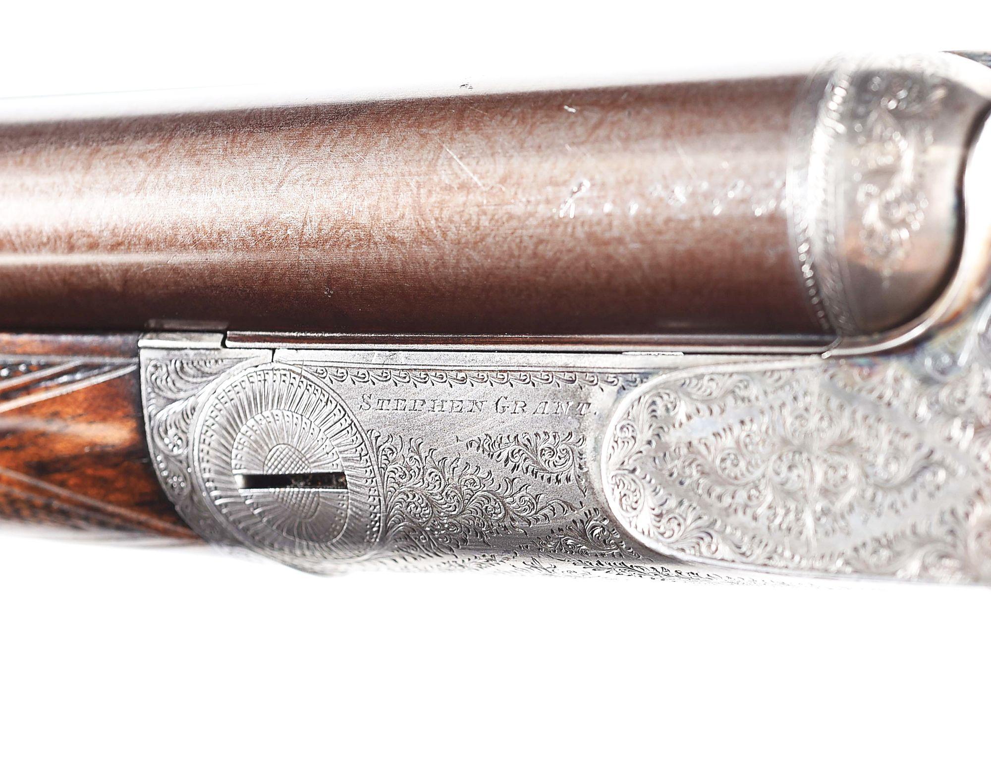 (A) STEPHEN GRANT 20 BORE SIDE LEVER SIDE BY SIDE SHOTGUN.