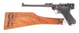 (C) VERY RARE SIAMESE MAUSER BANNER ARTILLERY LUGER SEMI-AUTOMATIC PISTOL WITH MATCHING STOCK.