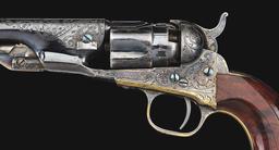 (A) OUTSTANDING, GUSTAVE YOUNG ENGRAVED, COLT 1862 POCKET POLICE PERCUSSION REVOLVER, EX. JOHN PARSO