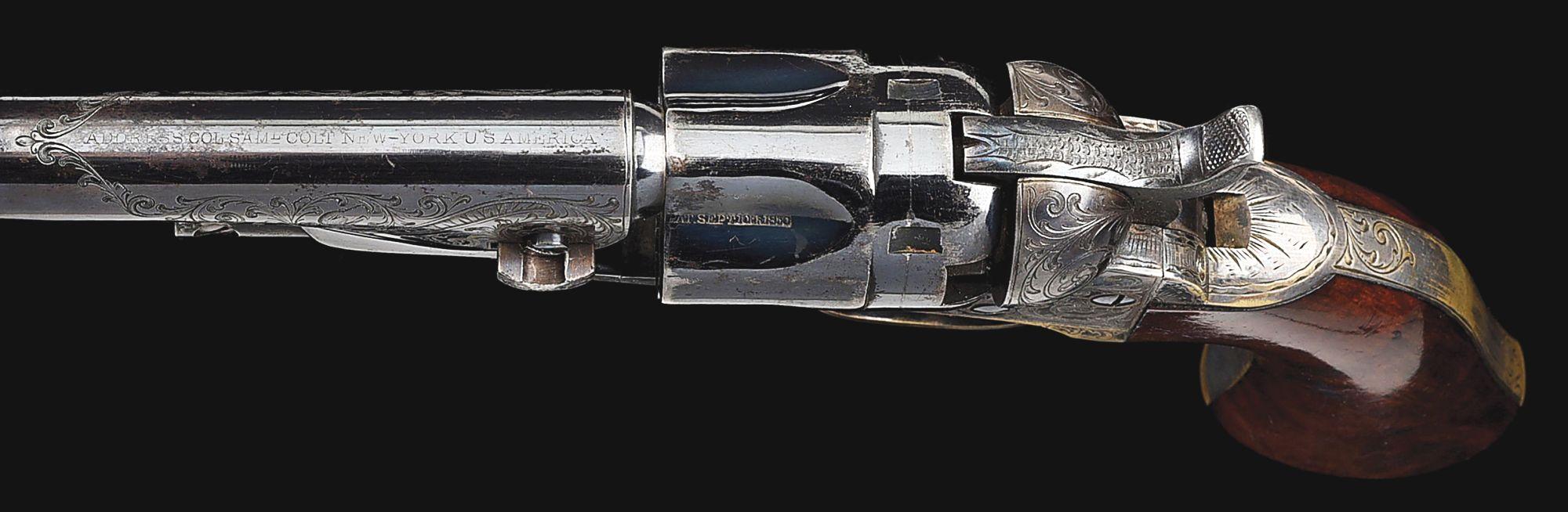 (A) OUTSTANDING, GUSTAVE YOUNG ENGRAVED, COLT 1862 POCKET POLICE PERCUSSION REVOLVER, EX. JOHN PARSO