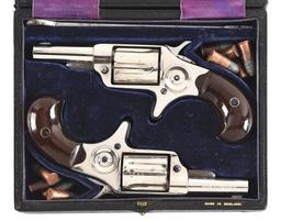 (A) FINE CASED PAIR OF COLT NEW LINE .32 REVOLVERS.