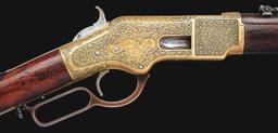 (A) ENGRAVED WINCHESTER MODEL 1866 LEVER ACTION MUSKET.