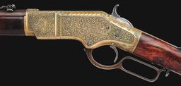 (A) ENGRAVED WINCHESTER MODEL 1866 LEVER ACTION MUSKET.
