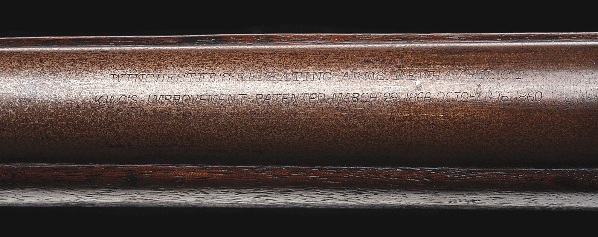 (A) ENGRAVED WINCHESTER MODEL 1866 LEVER ACTION MUSKET.