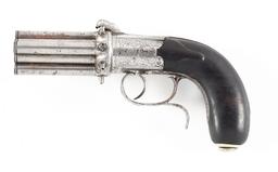 (A) UNUSUAL 8 BARREL BELGIAN J.J.H. BREVETE PERCUSSION PEPPERBOX REVOLVER.