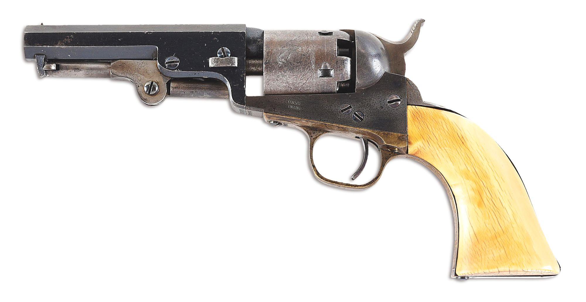 (A) CASED COLT 1849 POCKET PERCUSSION REVOLVER.