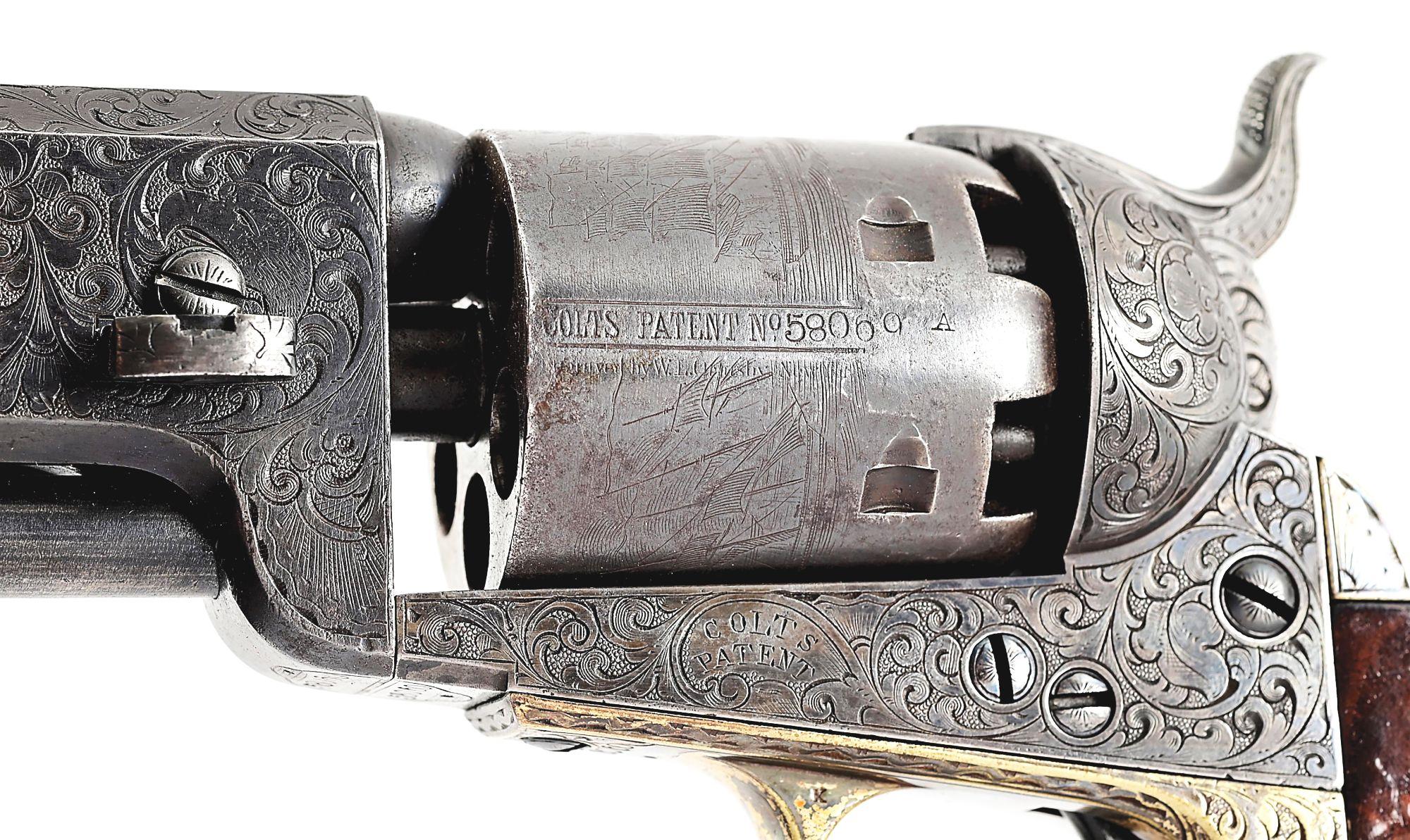 (A) FACTORY ENGRAVED COLT 1851 NAVY THIRD MODEL PERCUSSION REVOLVER