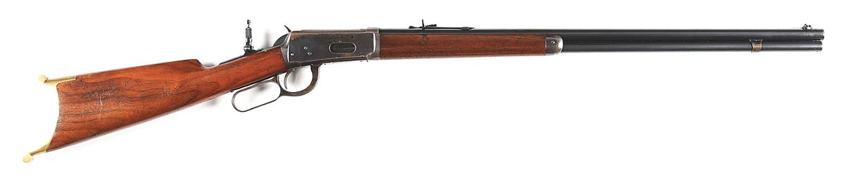 (C) WINCHESTER MODEL 1894 LEVER ACTION RIFLE WITH SWISS BUTT PLATE.