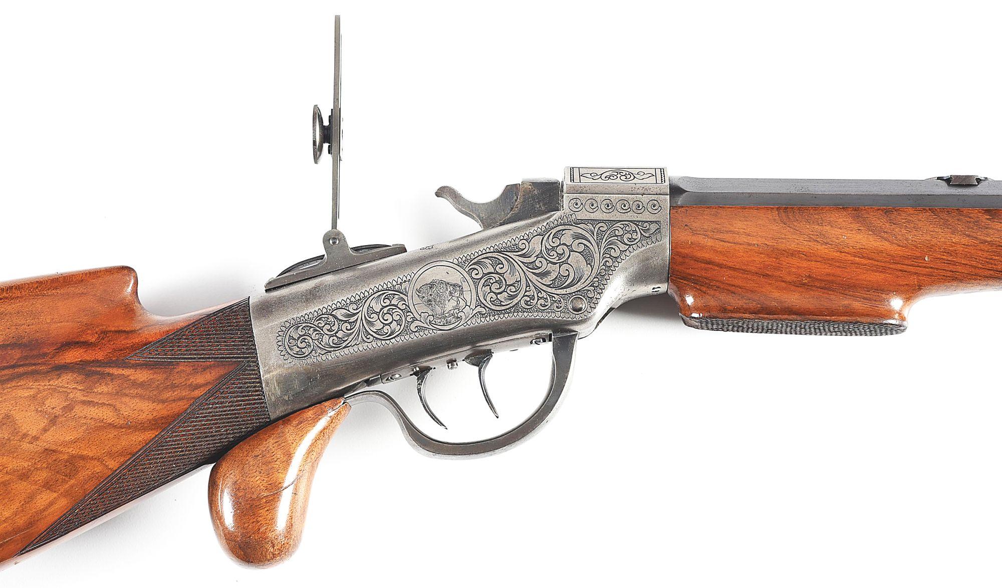 (A) ENGRAVED MARLIN BALLARD GALLERY SCHUETZEN RIFLE.