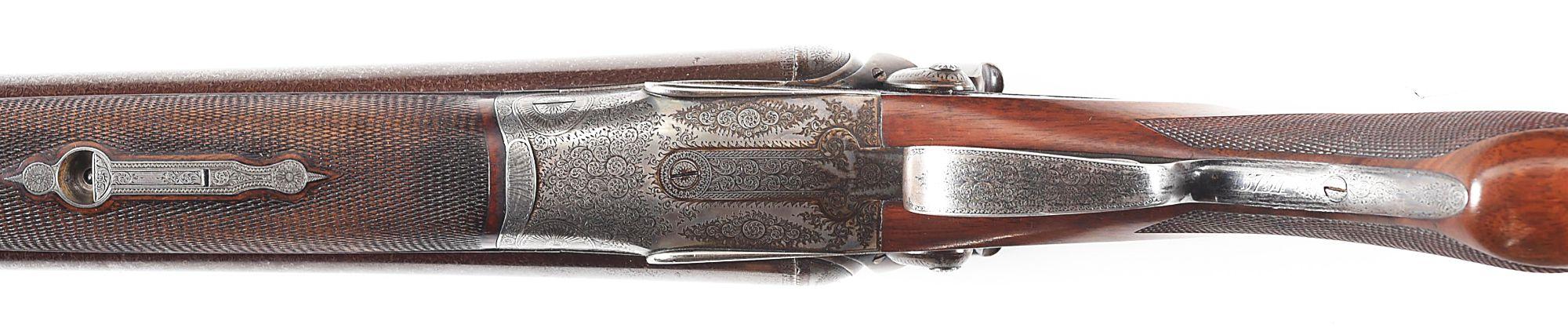 (A) ALEXANDER HENRY 10 BORE SIDE BY SIDE HAMMER SHOTGUN.