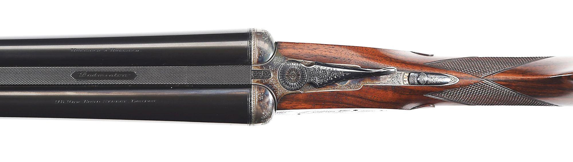 (C) HOLLAND & HOLLAND NO. 2 HAMMERLESS EJECTOR "BADMINTON" SIDELOCK SIDE BY SIDE 12 GAUGE SHOTGUN WI