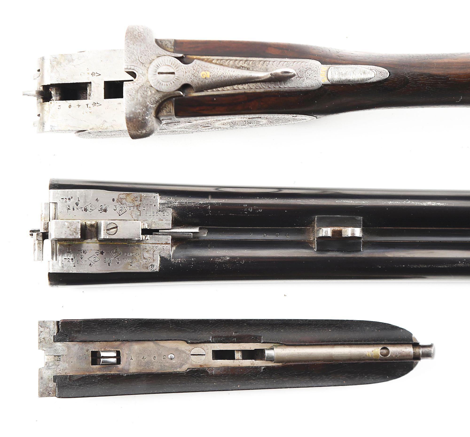 (A) CHARLES BOSWELL SIDE BY SIDE 12 GAUGE SHOTGUN.