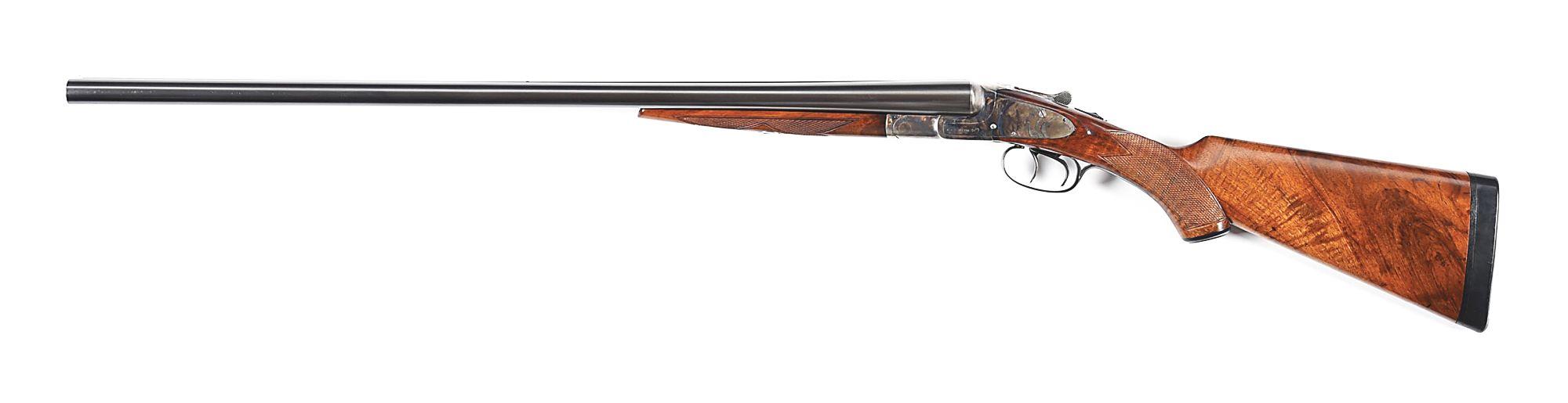 (C) L.C. SMITH 00 GRADE 12 GAUGE SIDE BY SIDE SHOTGUN IN LEG O' MUTTON CASE.