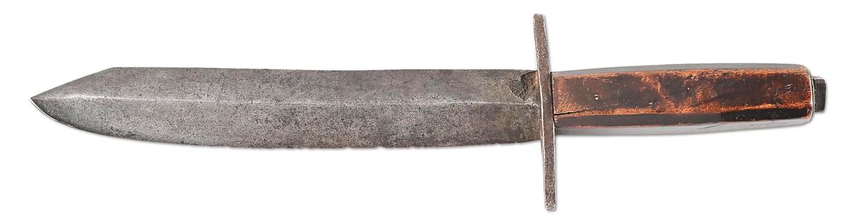 CIVIL WAR ERA BOWIE KNIFE WITH CHECKERED GRIP.