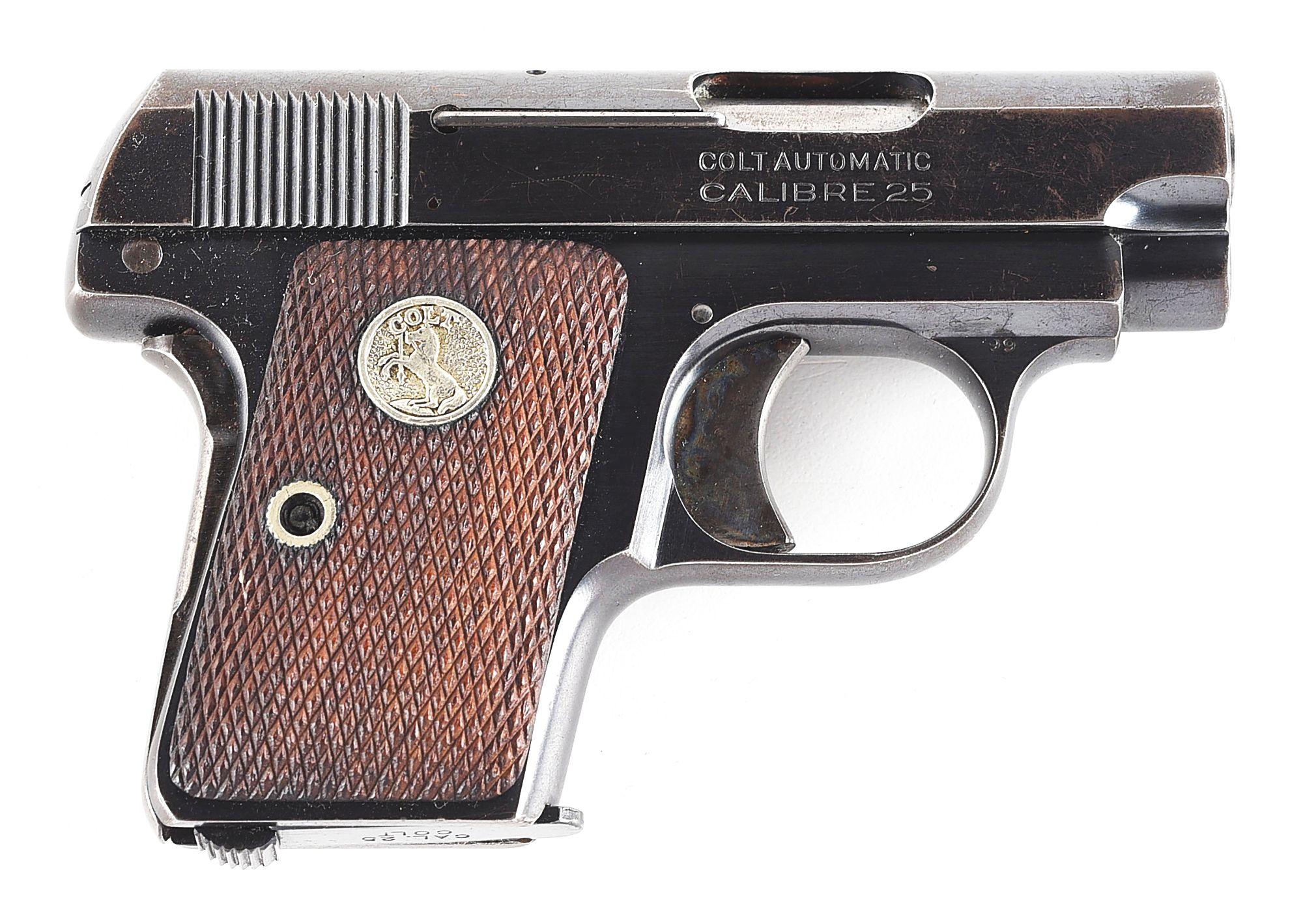 (C) COLT MODEL 1908 VEST POCKET SEMI AUTOMATIC PISTOL.