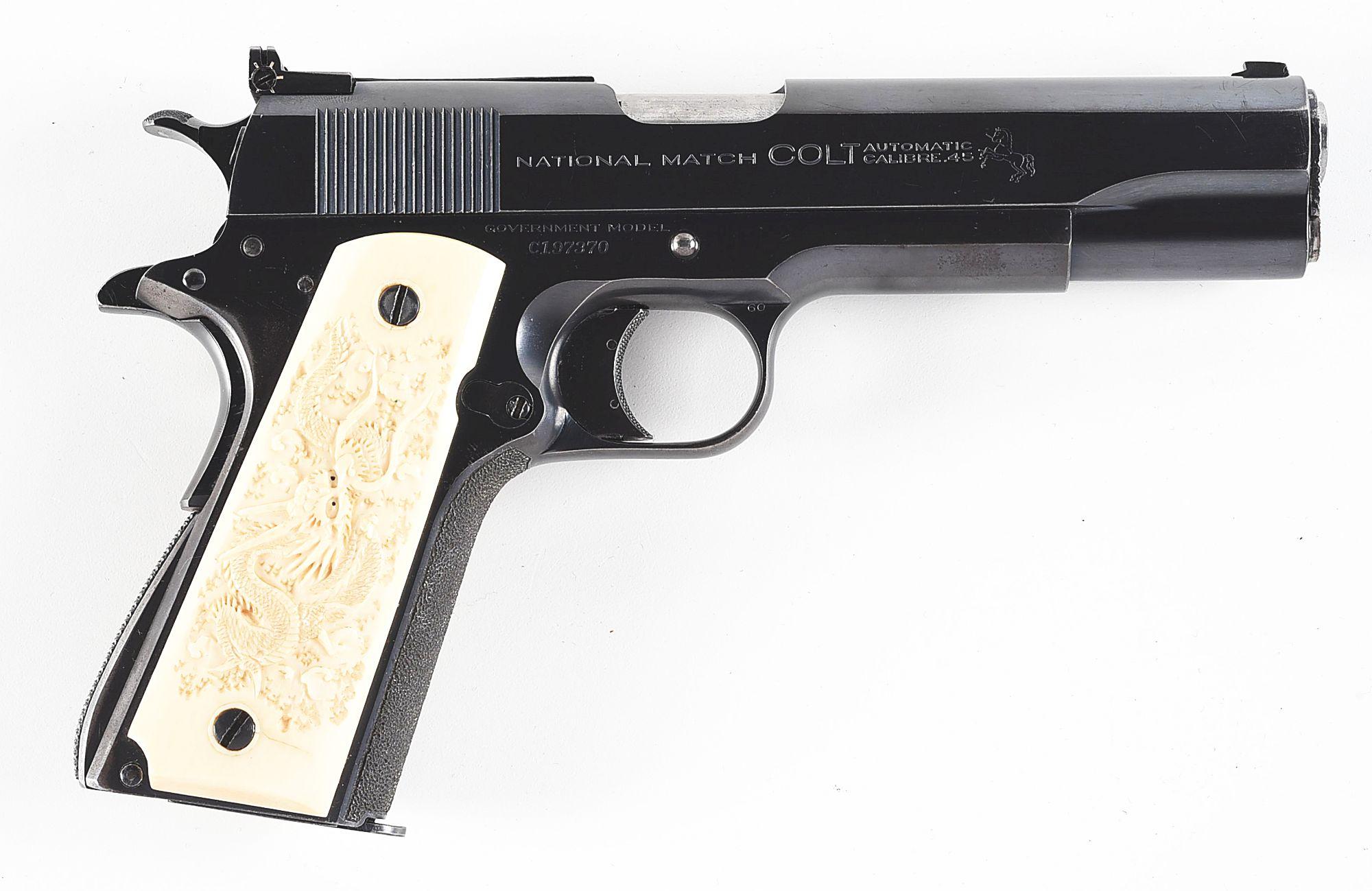 (C) CUSTOMIZED COLT PRE-WAR NATIONAL MATCH GOVERNMENT MODEL .45 ACP SEMI-AUTOMATIC PISTOL.