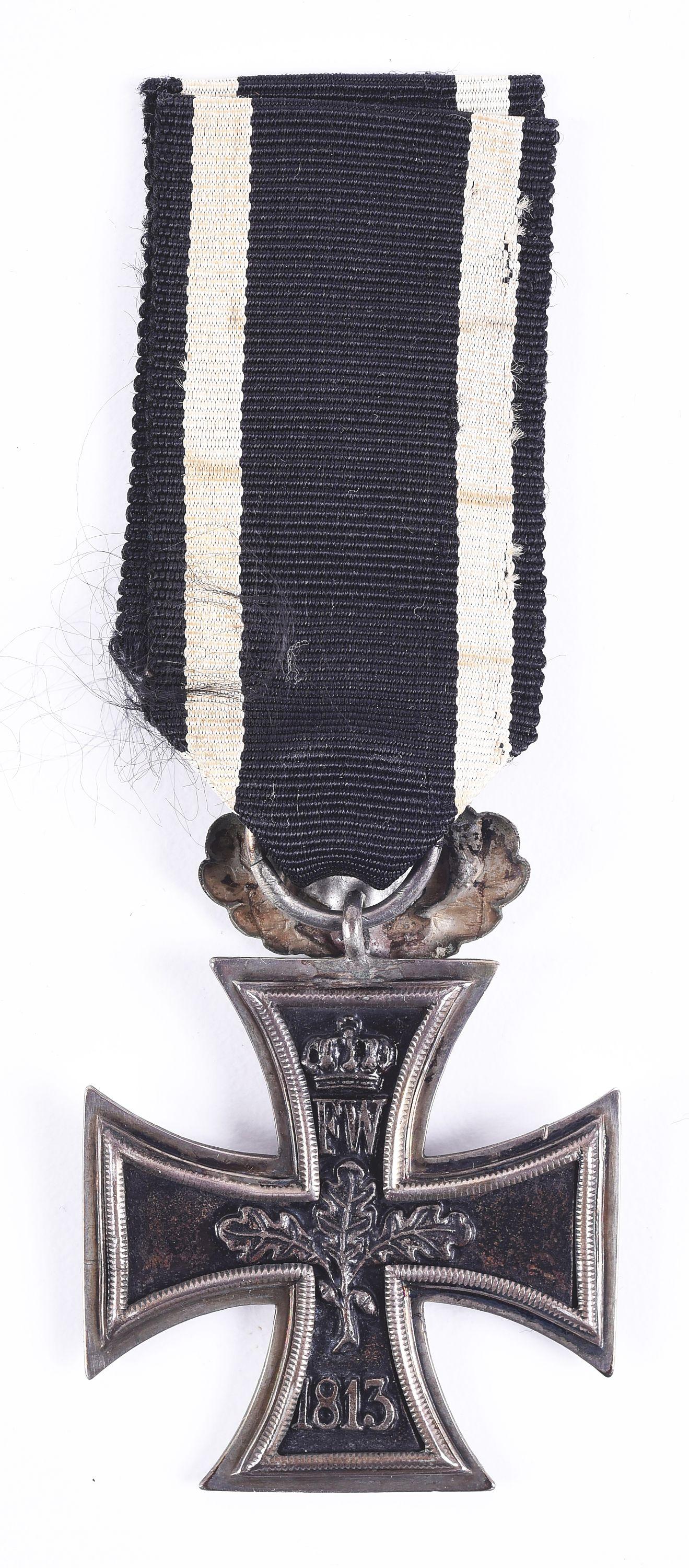 PRUSSIAN 1870 "TYPE A" 2ND CLASS IRON CROSS WITH 25-YEAR OAK LEAVES.
