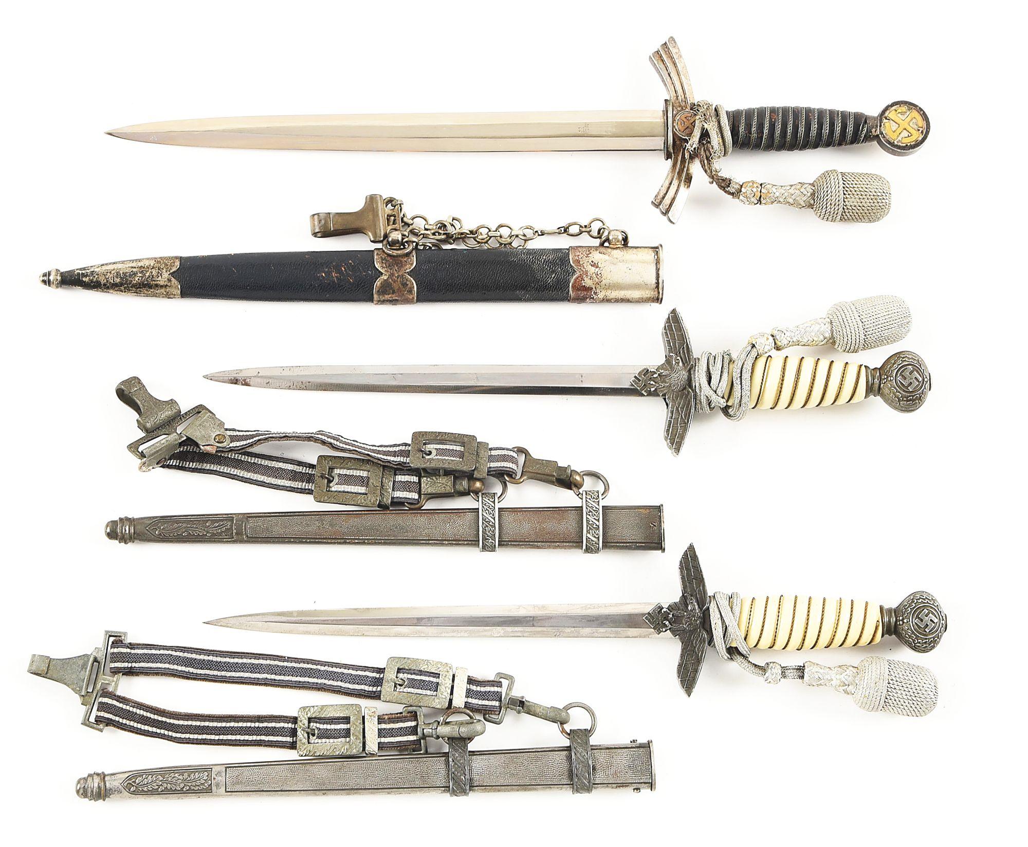 LOT OF 3: THIRD REICH FIRST AND SECOND MODEL DAGGERS.