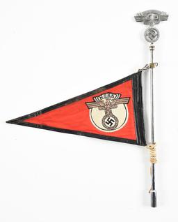 THIRD REICH NSKK VEHICLE PENNANT WITH POLE.