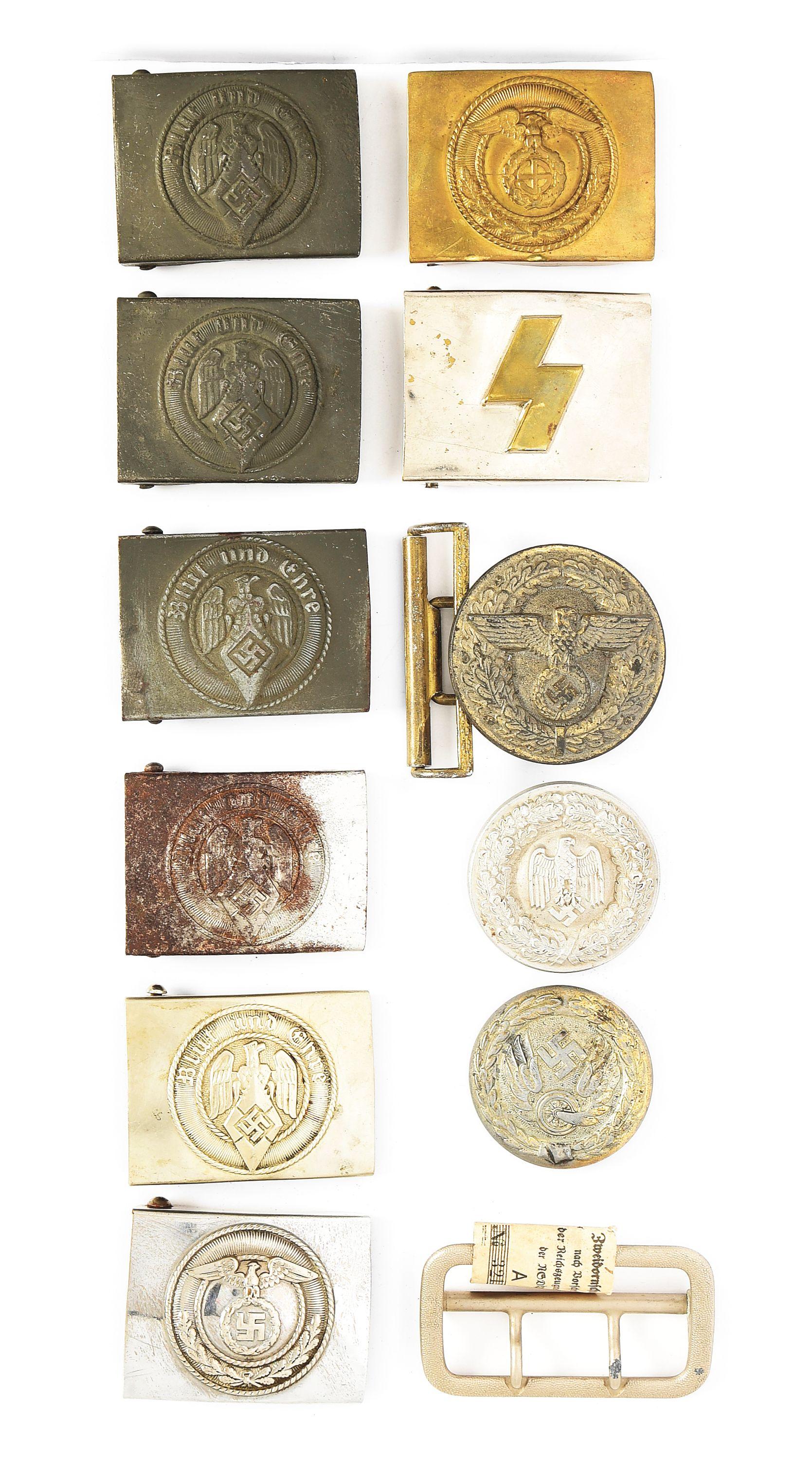 LOT OF 12: THIRD REICH BELT BUCKLES.