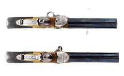 (A) A VERY FINE PAIR OF LARGE BORE BRITISH TAP-ACTION FLINTLOCK PISTOLS BY HOLMES OF LIVERPOOL