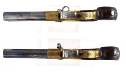 (A) A VERY FINE PAIR OF LARGE BORE BRITISH TAP-ACTION FLINTLOCK PISTOLS BY HOLMES OF LIVERPOOL