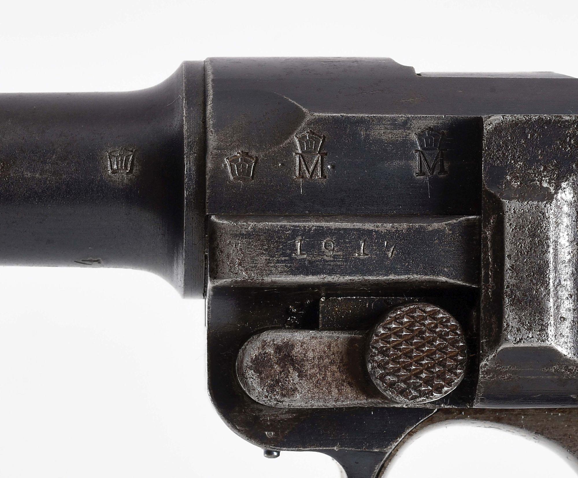 (C) 1917 DATED DWM MODEL 1914 NAVY LUGER SEMI AUTOMATIC PISTOL.