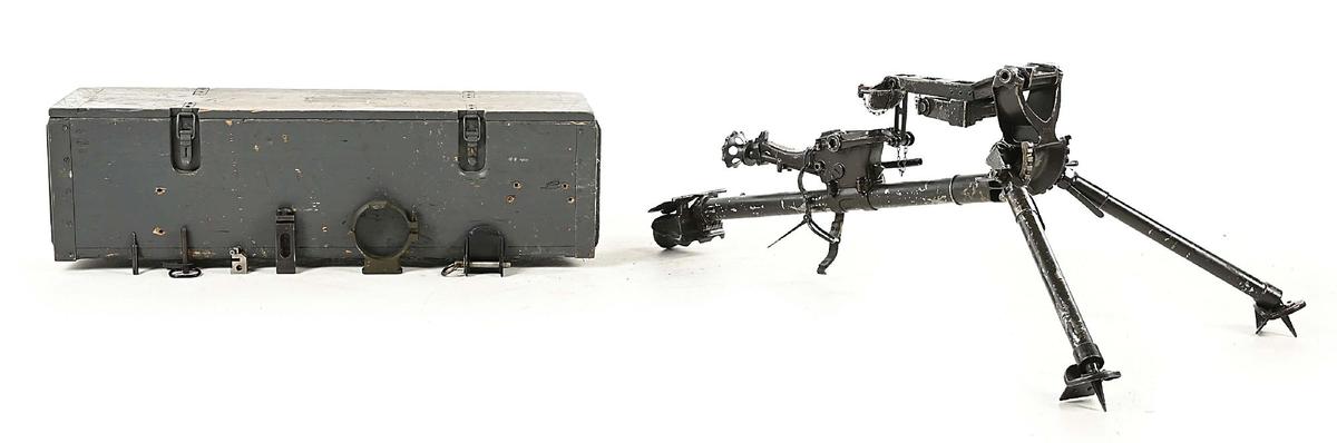 OUTSTANDING SWISS MG-11 MAXIM MACHINE GUN TRIPOD IN ORIGINAL CRATE WTH ADAPTERS FOR MAXIM AND VICKER
