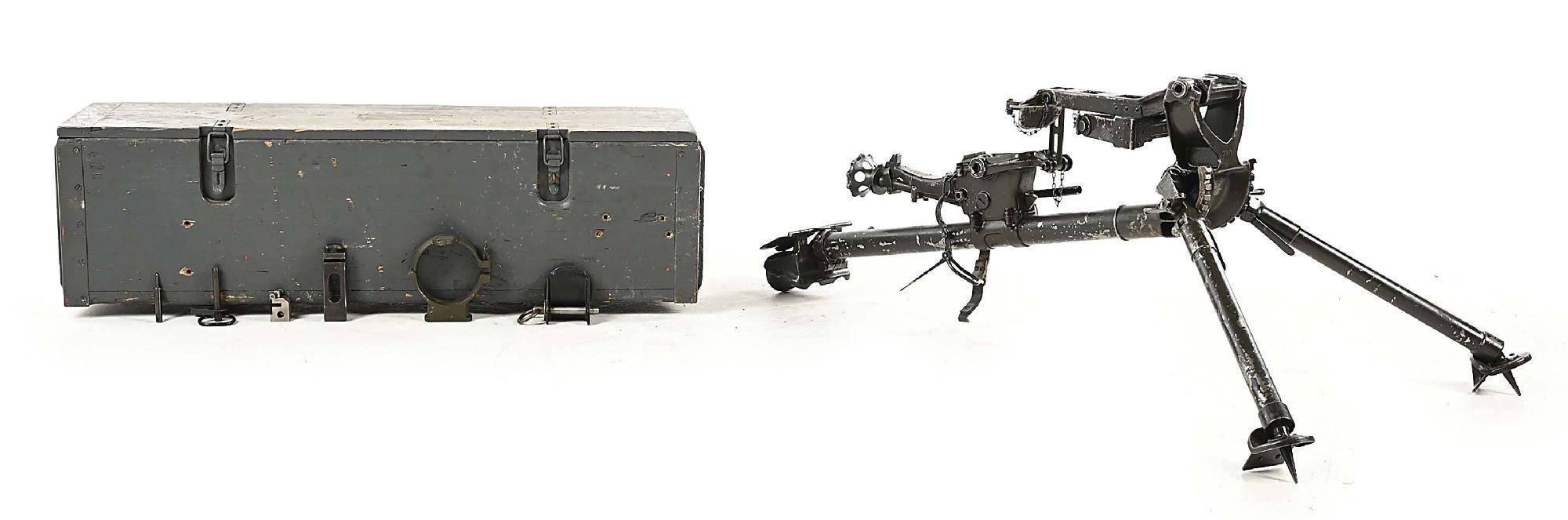 OUTSTANDING SWISS MG-11 MAXIM MACHINE GUN TRIPOD IN ORIGINAL CRATE WTH ADAPTERS FOR MAXIM AND VICKER