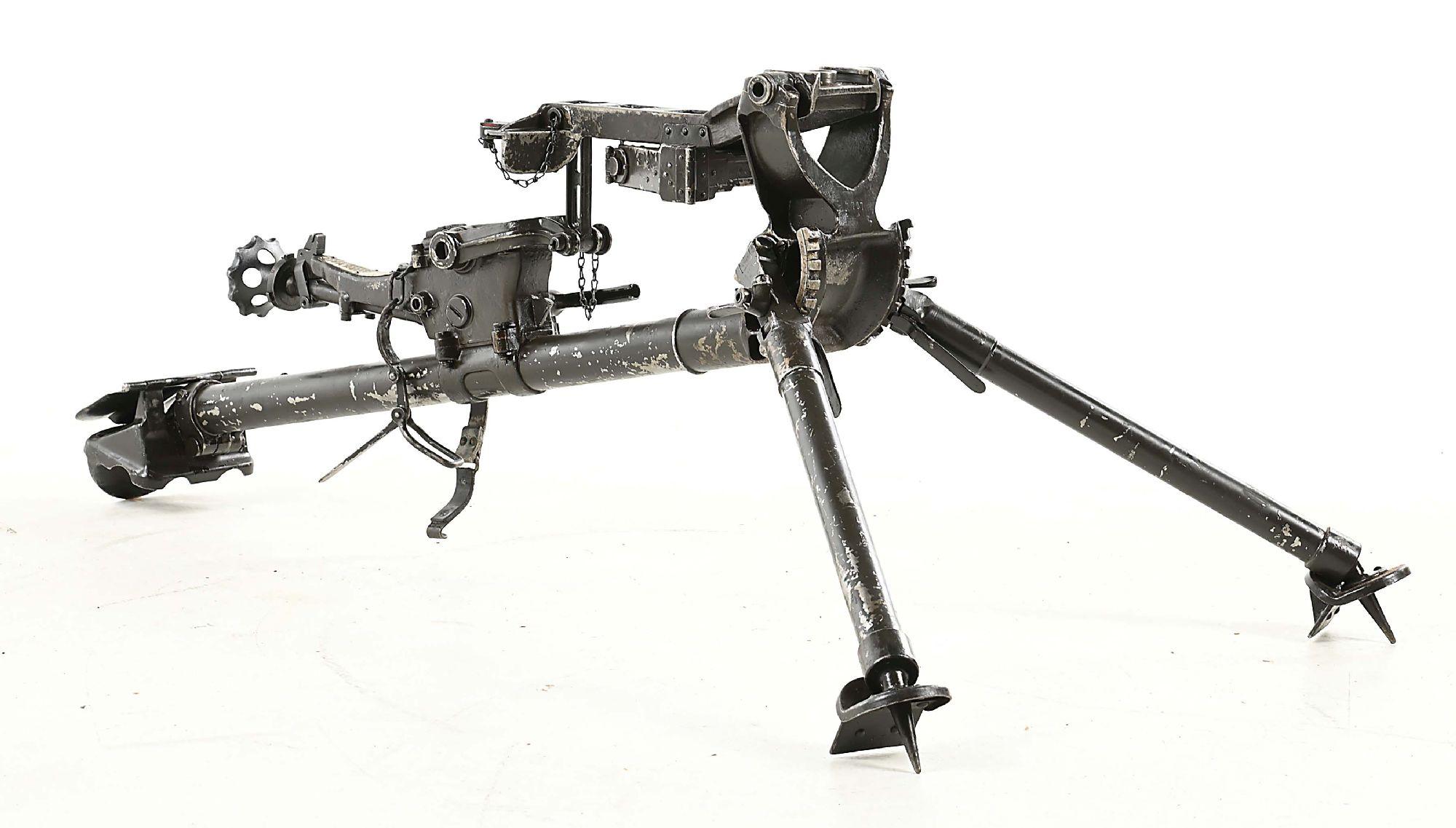 OUTSTANDING SWISS MG-11 MAXIM MACHINE GUN TRIPOD IN ORIGINAL CRATE WTH ADAPTERS FOR MAXIM AND VICKER