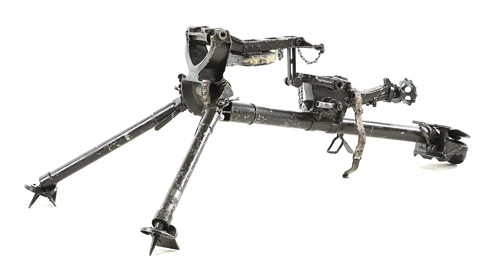 OUTSTANDING SWISS MG-11 MAXIM MACHINE GUN TRIPOD IN ORIGINAL CRATE WTH ADAPTERS FOR MAXIM AND VICKER