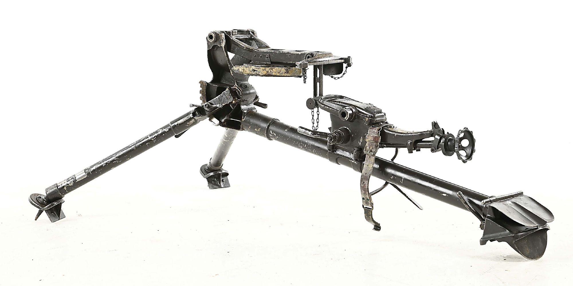 OUTSTANDING SWISS MG-11 MAXIM MACHINE GUN TRIPOD IN ORIGINAL CRATE WTH ADAPTERS FOR MAXIM AND VICKER