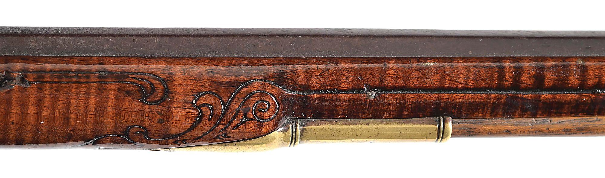 (A) BUCKS COUNTY FLINTLOCK KENTUCKY RIFLE ATTRIBUTED TO JOHN SHULER.