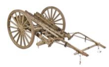 VERY RARE ORIGINAL WOODEN MODEL 1917 MACHINE GUN CART FOR TRANSPORTING THE BROWNING MACHINE GUN, TRI