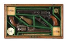 (A) CASED PAIR OF LONDON COLT MODEL 1851 NAVY PERCUSSION REVOLVERS.