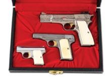 (C) LOT OF 3: CASED SET OF BROWNING PISTOLS, INCLUDING TWO RENAISSANCE.
