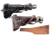 LOT OF 3: ARTILLERY LUGER HOLSTERS AND STOCKS.