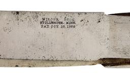 LATE 19TH CENTURY WILSON BROS SKINNING KNIFE.