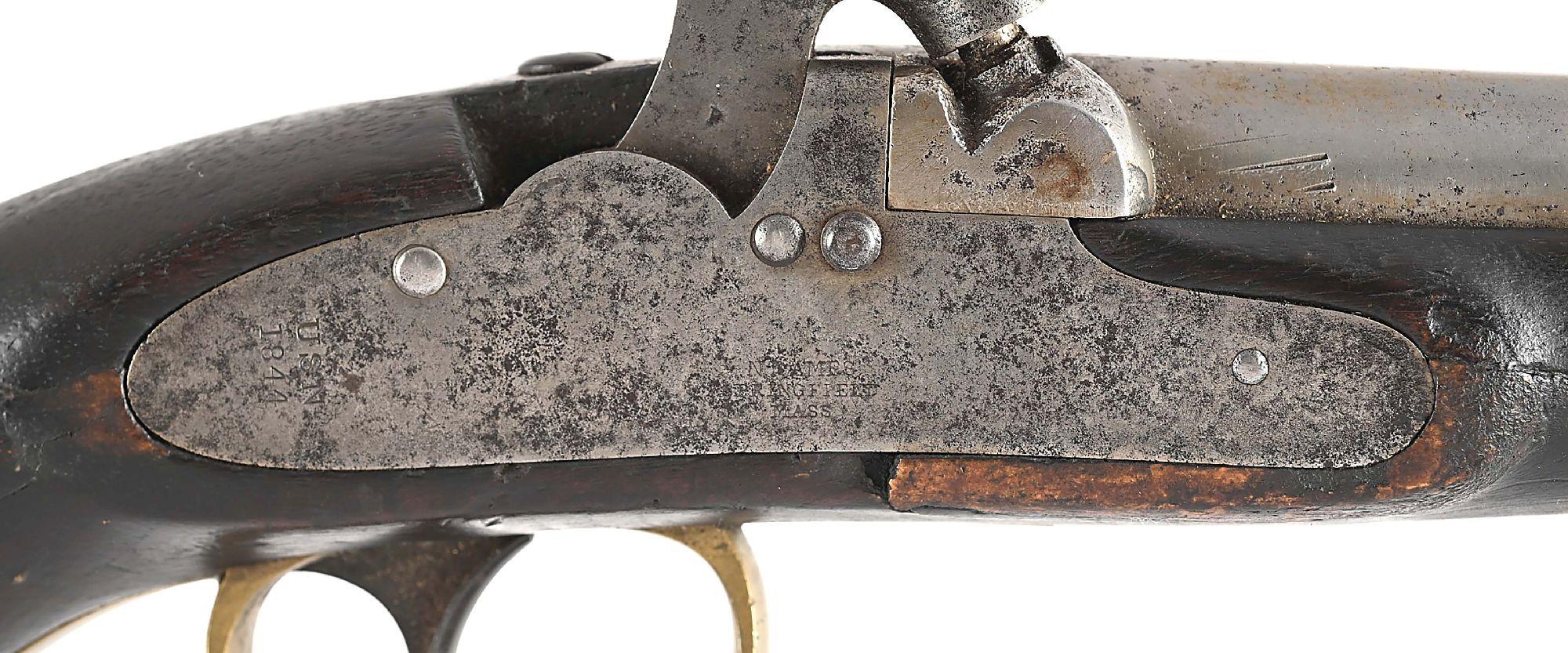 (A) US M1842 NAVY PERCUSSION PISTOL BY AMES DATED 1844.