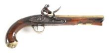 (A) BRASS BARRELED BRITISH FLINTLOCK OFFICER'S PISTOL BY KETLAND.