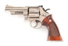(M) SMITH & WESSON 27-2 NICKEL .357 MAGNUM DOUBLE ACTION REVOLVER WITH CASE.