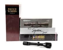 LOT OF 4 MIXED MANUFACTURER HUNTING SCOPES.