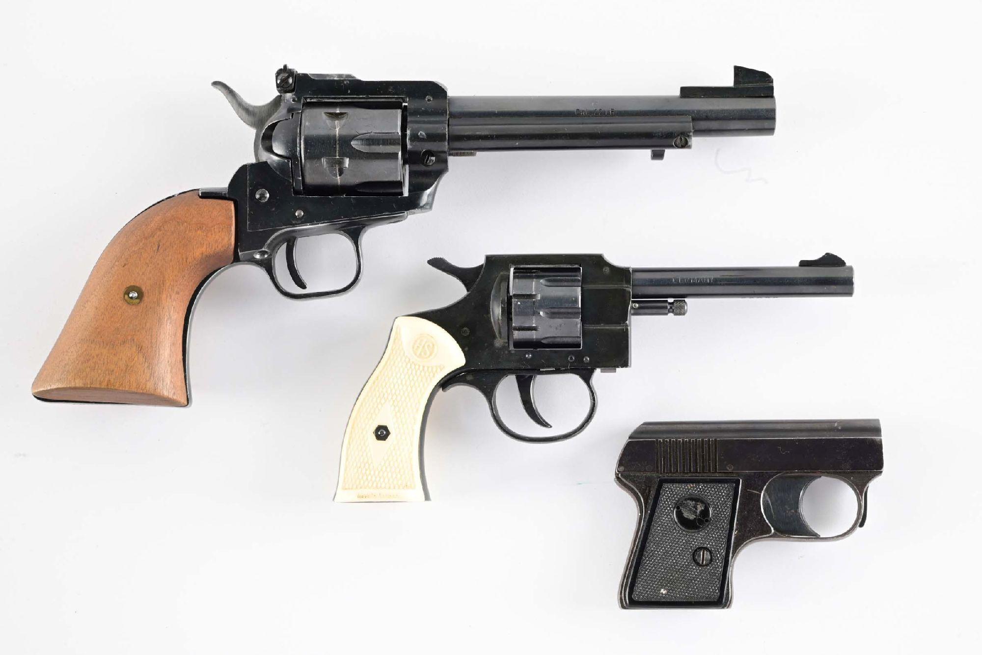 (M) LOT OF 3: 2 HERBERT SCHMIDT REVOLVERS AND ONE STARTER PISTOL