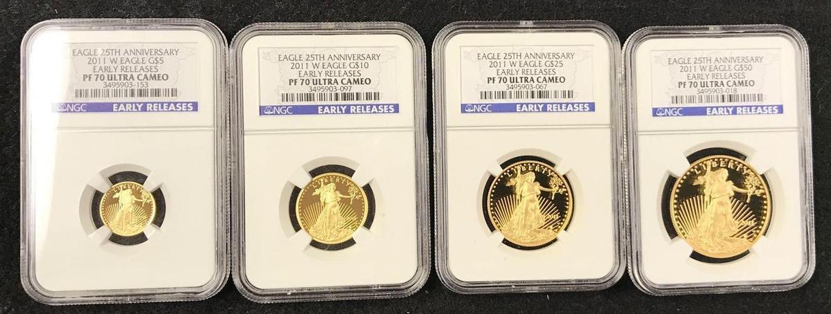 Eagle 25th Anniversary Gold Coin Set PF 70 Ultra Cameo