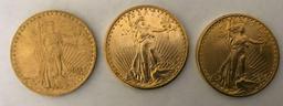 3- St. Gaudens $20 Gold Coins