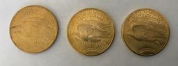 3- St. Gaudens $20 Gold Coins