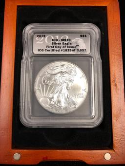 2012 Silver American Eagle ICG-MS70