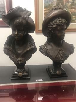 Pair of Busts on Marble Base