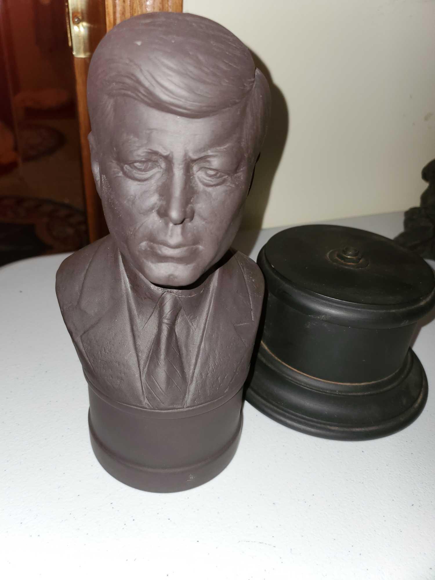 Wedgwood Basalt "John f. Kennedy" Bust with Base, Black Basalt
