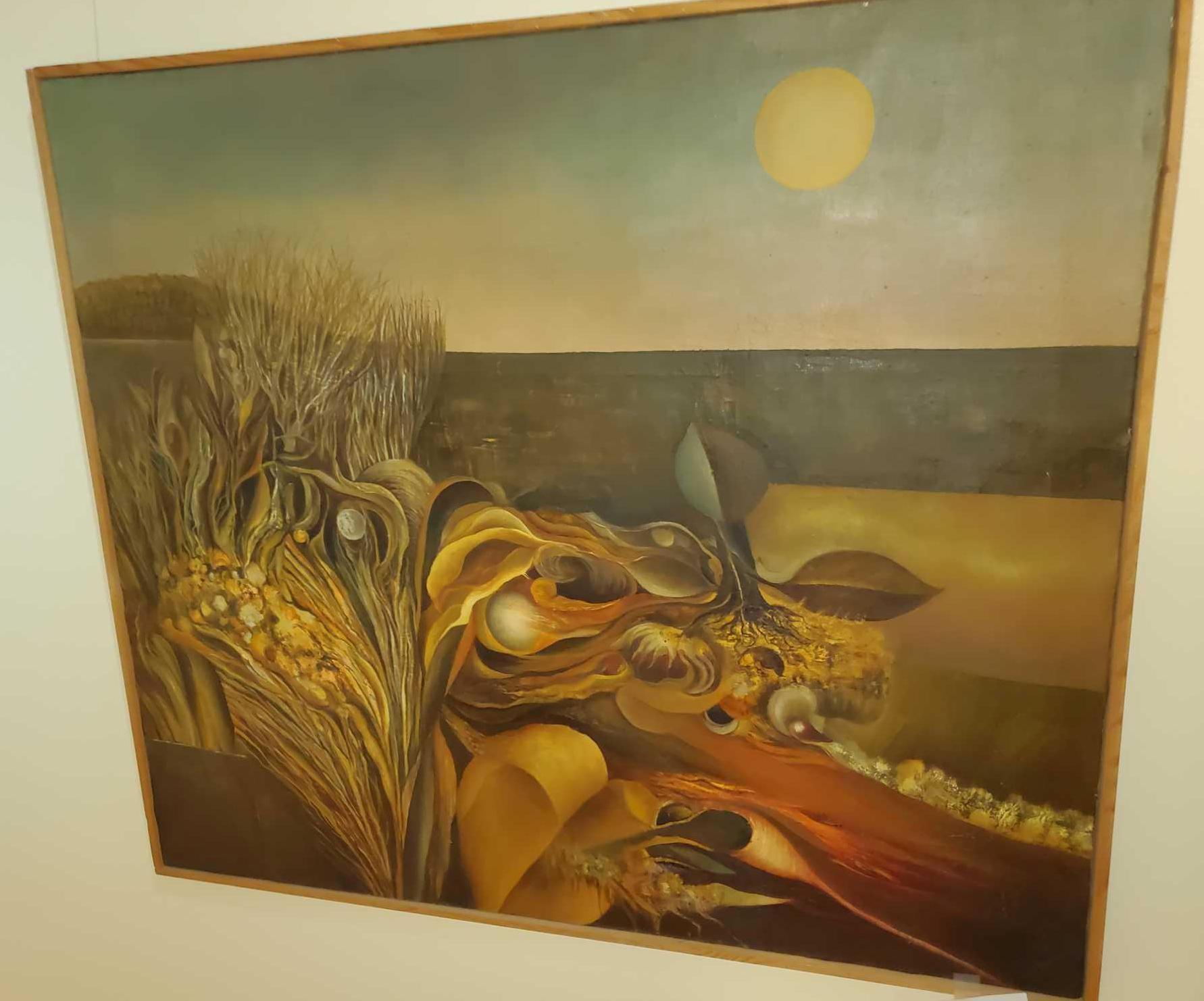 Original Oil Painting on Canvas, No Artist Signature Visible, Thin Wood Frame